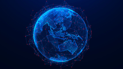 Global network concept. World map point. Global network planet Earth. 3D rendering.