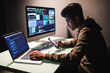 Indian man Programmers testing application security developed on the smartphone in dark room