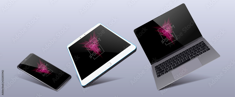 Vector set of Modern Digital devices. Realistic template : computer ...