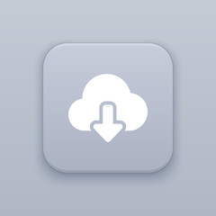 Poster - Download, gray vector button with white icon