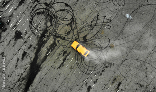Cuadros en Lienzo Aerial. Car drifting background.