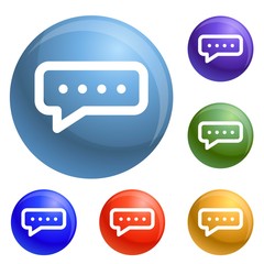 Poster - Chat bubble icons set vector 6 color isolated on white background