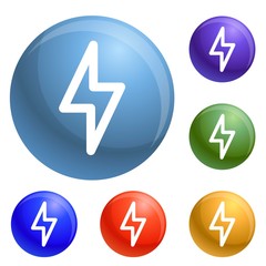 Poster - Light power icons set vector 6 color isolated on white background