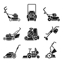 Lawnmower Icon Set. Simple Set Of Lawnmower Vector Icons For Web Design On White Background