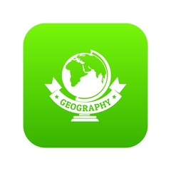 Poster - Geography icon green vector isolated on white background