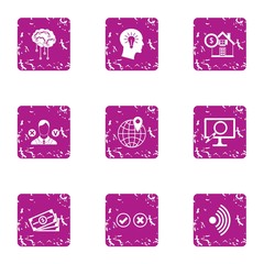 Poster - Article icons set. Grunge set of 9 article vector icons for web isolated on white background