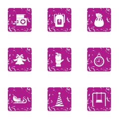 Poster - Gayety icons set. Grunge set of 9 gayety vector icons for web isolated on white background