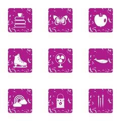 Poster - Peaceful icons set. Grunge set of 9 peaceful vector icons for web isolated on white background