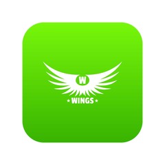 Sticker - Modern wing icon green vector isolated on white background