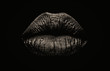 Seductive female full lips on black background. Fashionable and luxury lip professional make up. Dark side of human behavior. Young girl's lips.