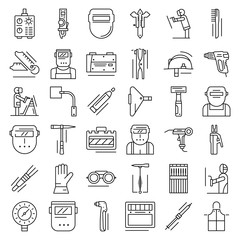 Poster - welder icon set. outline set of welder vector icons for web design isolated on white background