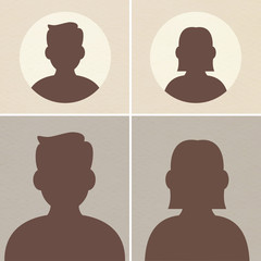 Basic Male & Female Silhouette Avatar, Default Avatar, Profile Picture, Vector Illustration