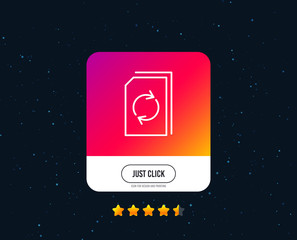 Poster - Update Document line icon. Refresh Information File sign. Paper page concept symbol. Web or internet line icon design. Rating stars. Just click button. Vector