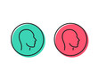 © blankstock - Head line icon. Human profile sign. Facial identification symbol. Positive and negative circle buttons concept. Good or bad symbols. Head Vector