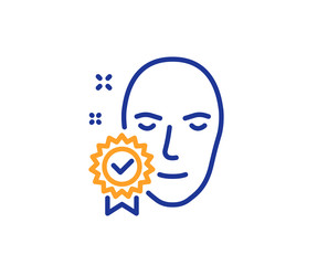 Face verified line icon. Access granted sign. Facial identification success symbol. Colorful outline concept. Blue and orange thin line color icon. Face verified Vector