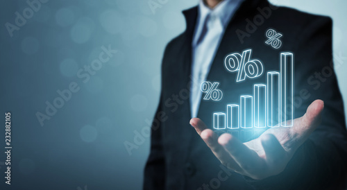 Cuadros en Lienzo Interest rate financial and mortgage rates concept