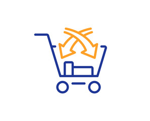 Poster - cross sell line icon. market retail sign. colorful outline concept. blue and orange thin line color 