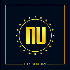 Initial Letter NU Logo Template Design