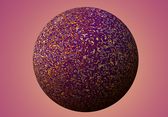 Poster - A beautiful magic sphere with a pattern of waves. Fantasy planet in the middle of shiny space. Technologies of fractal graphics.