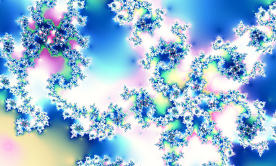 Poster - Winter frosty pattern. Snowflakes in the sun. Digital artwork. Fractal graphics.