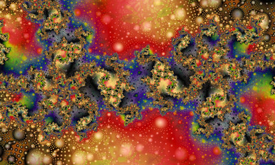 Poster - Abstract floral pattern. Bright colors and sparkling texture. Digital artwork. Fractal graphics.