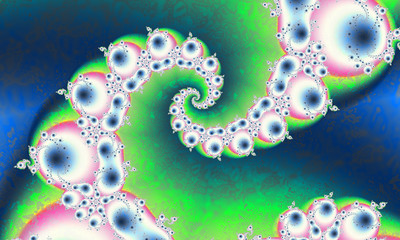 Poster - Spiral pattern of bubbles and pearls. The theme of the waves, the sea and the underwater world. Abstract digital artwork. Fractal graphics technology.