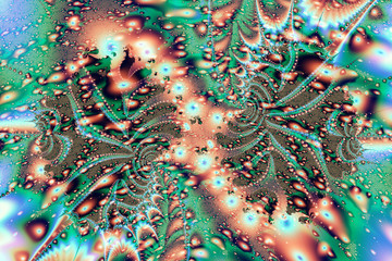 Poster - Abstract digital artwork. Colorful drops and liquid pattern. Fractal graphics technology.