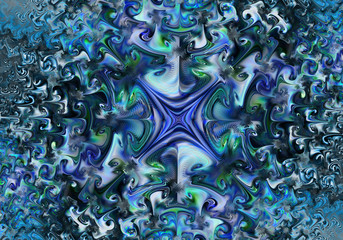 Poster - Abstract floral pattern. The illusion of movement. Bright colors. Digital artwork. Fractal graphics.
