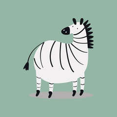 Poster - Cute wild zebra cartoon illustration