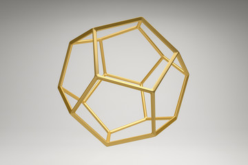 Poster - Abstract photorealistic 3d rendering of a dodecahedron. Modern background with geometric shape of the Platonic solids. Minimalist design for poster, cover, branding, banner, placard.