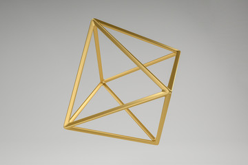 Poster - Abstract photorealistic 3d rendering of a octahedron. Modern background with geometric shape of the Platonic solids. Minimalist design for poster, cover, branding, banner, placard.