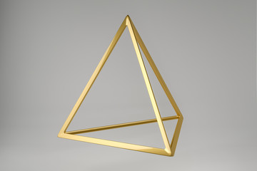 Poster - Abstract photorealistic 3d rendering of a tetrahedron. Modern background with geometric shape of the Platonic solids. Minimalist design for poster, cover, branding, banner, placard.
