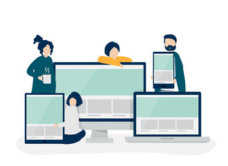 Wall Mural - people with web design concept illustration
