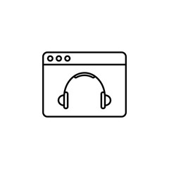 Poster - audio, browser, headphones icon. Element of education icon for mobile concept and web apps. Thin line audio, browser, headphones icon can be used for web and mobile