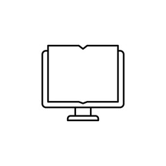 Poster - book, computer, online icon. Element of education icon for mobile concept and web apps. Thin line book, computer, online icon can be used for web and mobile