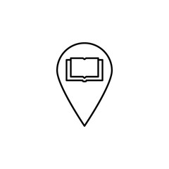 Poster - book, location, pin icon. Element of education icon for mobile concept and web apps. Thin line book, location, pin icon can be used for web and mobile