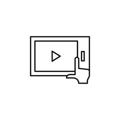 Poster - play, tablet, touch, video icon. Element of education icon for mobile concept and web apps. Thin line play, tablet, touch, video icon can be used for web and mobile