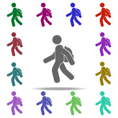 Poster - the child goes to school icon. Elements of Children in multi color style icons. Simple icon for websites, web design, mobile app, info graphics