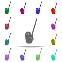 Poster - bucket with foam and mop icon. Elements of Cleaners in multi color style icons. Simple icon for websites, web design, mobile app, info graphics