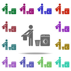 Poster - man is washing clothes icon. Elements of Cleaners in multi color style icons. Simple icon for websites, web design, mobile app, info graphics