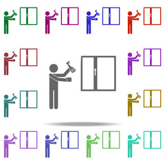 Poster - the man washes the windows icon. Elements of Cleaners in multi color style icons. Simple icon for websites, web design, mobile app, info graphics
