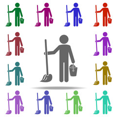 Poster - man washes floors icon. Elements of Cleaners in multi color style icons. Simple icon for websites, web design, mobile app, info graphics