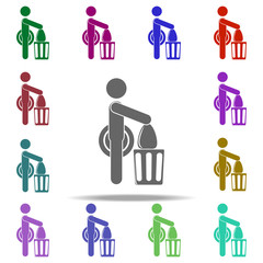Poster - man throws away trash icon. Elements of Cleaners in multi color style icons. Simple icon for websites, web design, mobile app, info graphics