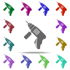 Poster - drill icon. Elements of Construction tools in multi color style icons. Simple icon for websites, web design, mobile app, info graphics