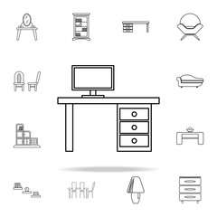 Poster - computer table icon. Furniture icons universal set for web and mobile