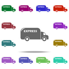 Poster - mail delivery machine icon. Elements of Logistic in multi color style icons. Simple icon for websites, web design, mobile app, info graphics