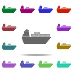 Poster - ship with containers icon. Elements of Logistic in multi color style icons. Simple icon for websites, web design, mobile app, info graphics
