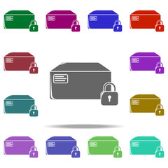 Poster - lock box icon. Elements of Logistic in multi color style icons. Simple icon for websites, web design, mobile app, info graphics