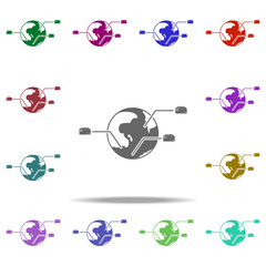 Poster - shipping boxes on the planet icon. Elements of Logistic in multi color style icons. Simple icon for websites, web design, mobile app, info graphics