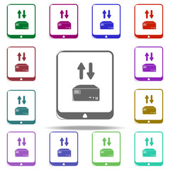 Poster - tablet application parcel delivery icon. Elements of Logistic in multi color style icons. Simple icon for websites, web design, mobile app, info graphics
